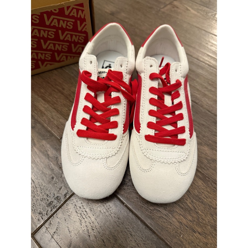 Vans Super Lowpro Sneakers Women 9 Marshmallow Red Suede VN000E89OXS